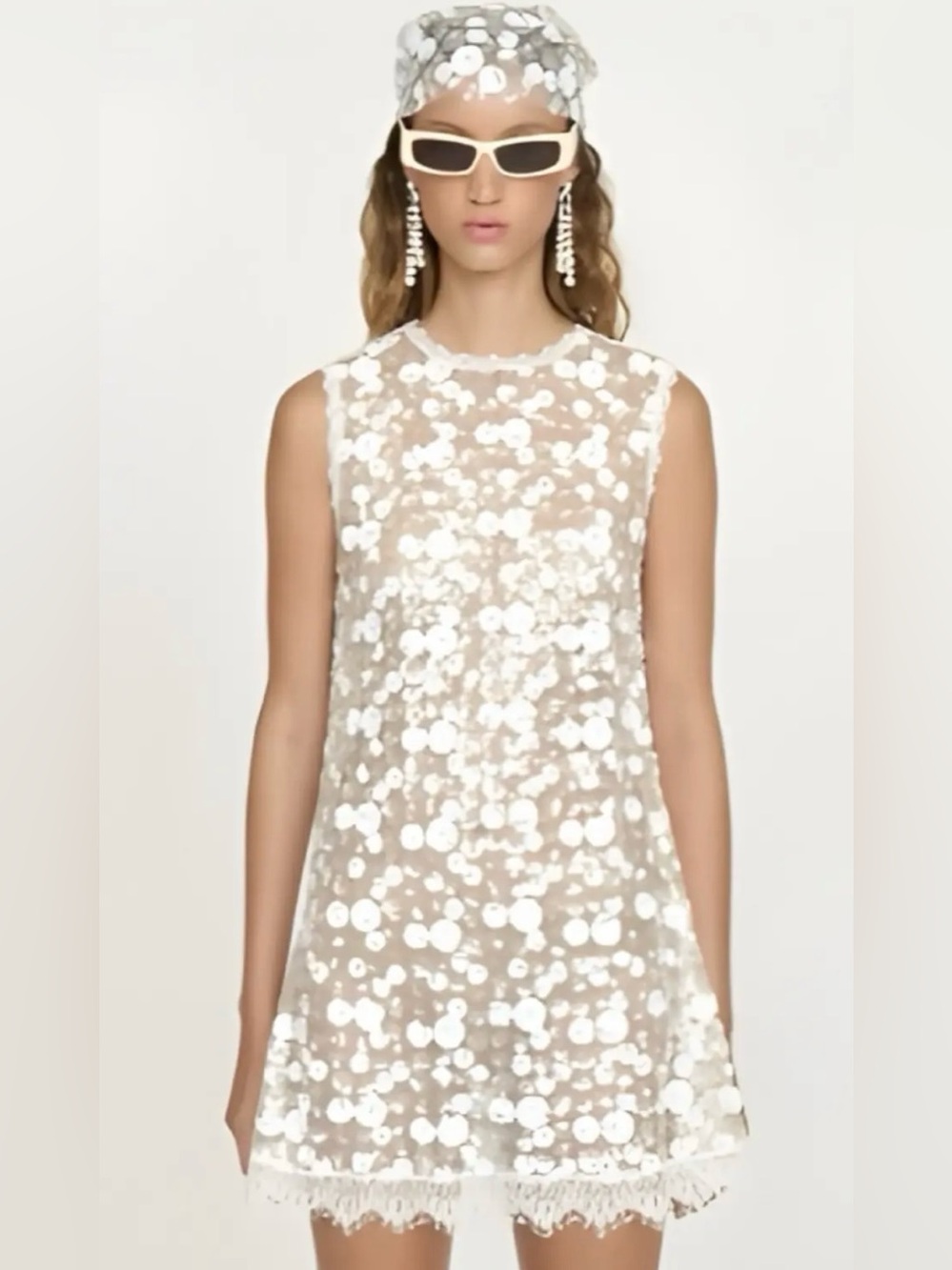 Eliou White Sequin Mini Dress
